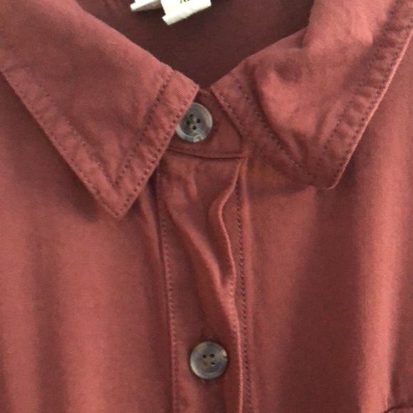 a.n.a. Collar and Tie Waist Button Down Burgundy Dress - Picture 3 of 9